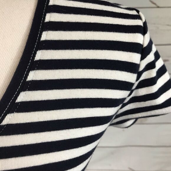 Socialite White Navy Striped Women's Small Shirt - Picture 3 of 8